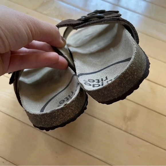 Stride Rite Leo Suede Leather Slide Sandals Adjustable Straps Kids Size 2 - Picture 4 of 9